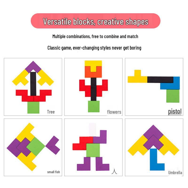 Children's Wooden Tetris Puzzle Blocks for Early Education & Intellectual Development