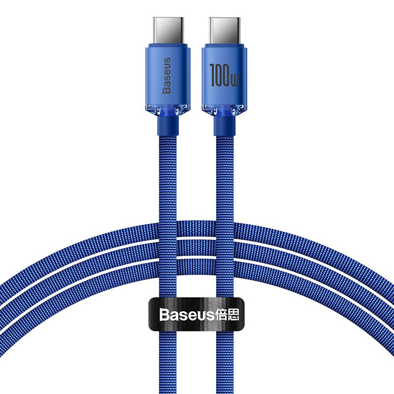 Baseus 100W Type C Cable Blue Fast Charging Charger Wire For IPhone Macbook Samsung Xiaomi Type C Data Cables