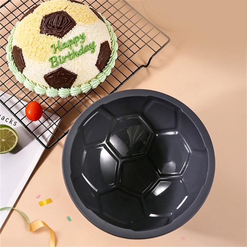 Football Soccer Shape Cake Molds Silicone Half Sphere Pan Nonstick Dome Baking Tool for Home, Party Cakes and Sports Theme Dessert