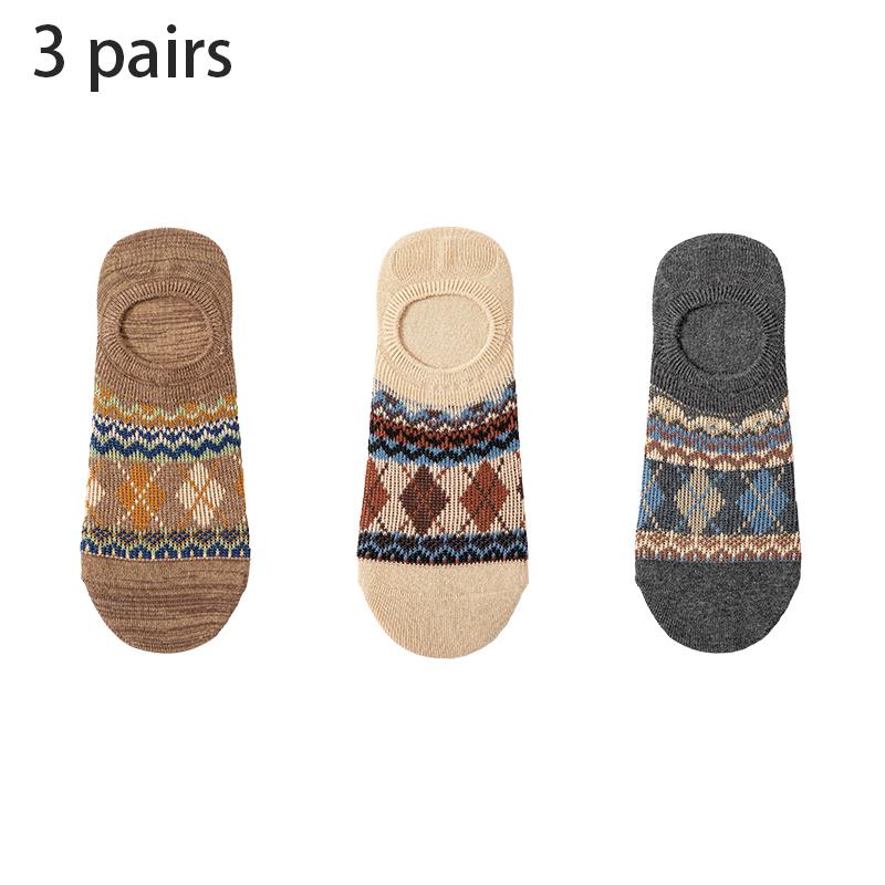 3-Pack Men's Invisible No Show Socks Anti-Slip Silicone Grip Cotton Ankle Socks for Sports Casual All Season Boat Socks