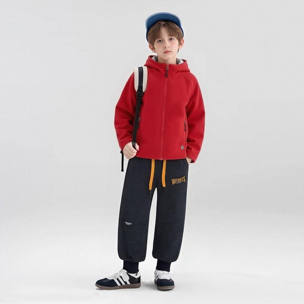 Spring 2026 Wheat Ear Embroidered Cotton Sweatpants for Kids - Loose, Cuffed, Casual Sports Pants