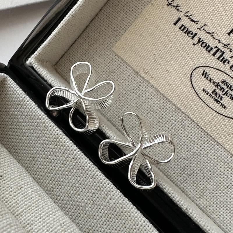 925 Sterling Silver Vintage Earrings For Women Trendy Simple Sparkling Flower Earring Jewelry Prevent Allergy Party Accessories