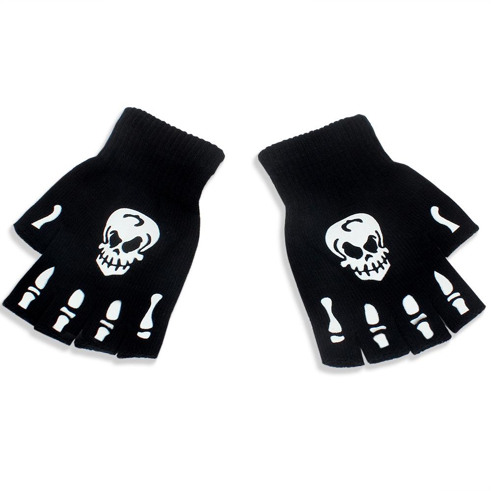 

Glow-in-the-Dark Halloween Skull Fingerless Gloves for Cycling and Sports One Size