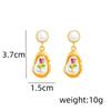 Baroque Imitation Pearl Flower Waterdrop Dangle Earrings for Women Painting Style Elegant Punk Simple Jewelry Trend Accessories