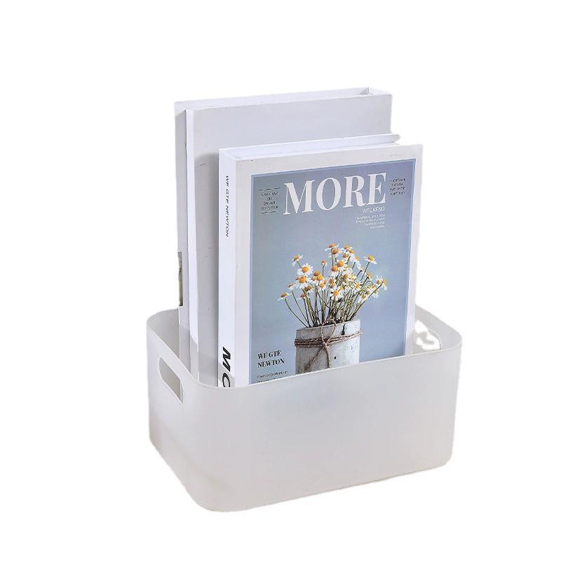 Organizador de maquillaje de escritorio, caja de almacenamiento de cosméticos con tapa y compartimentos