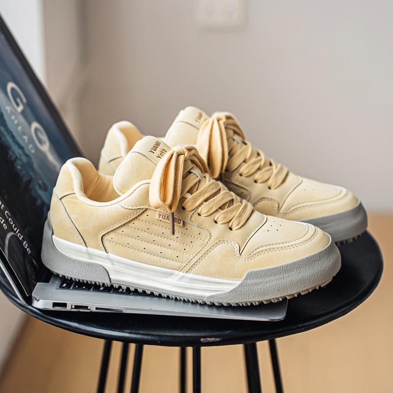 

Осень Новые мужские кеды Повседневная спортивная обувь Модные и универсальные скейтбордические Новая обувь Однотонная и простая повседневная обувь 38 светло-желтого