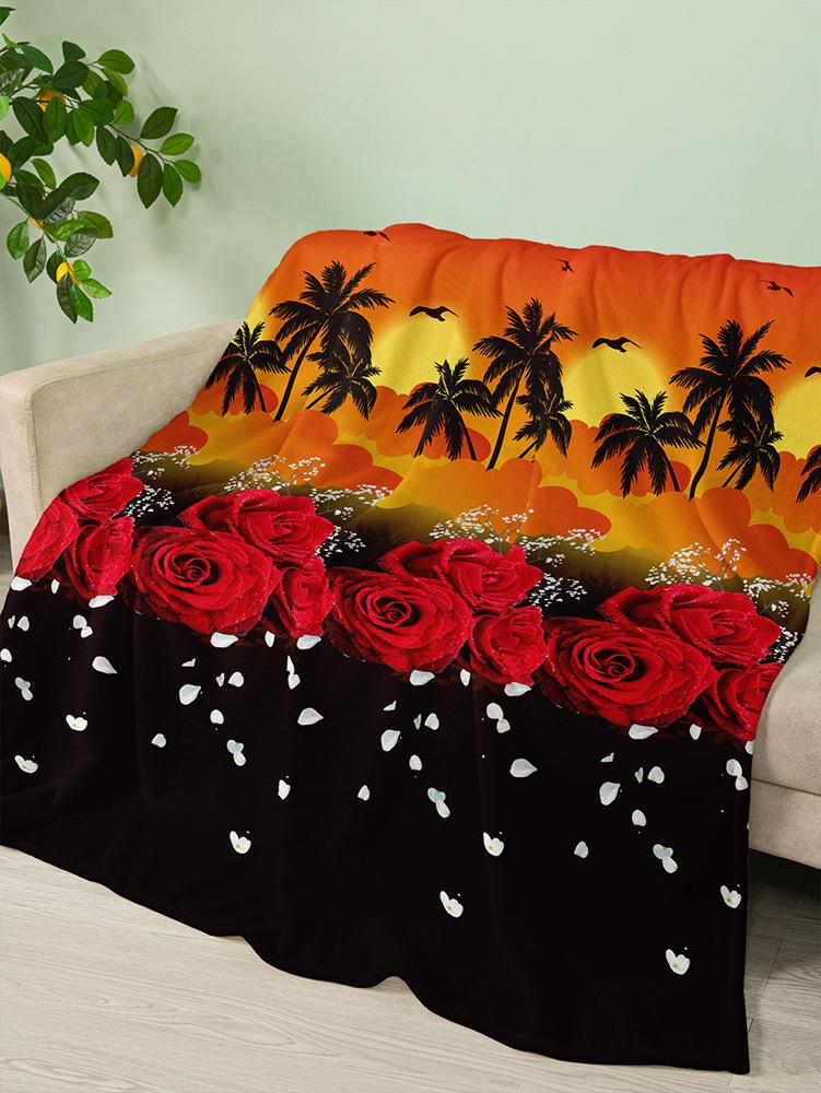 Flannel Blanket Rose Love Valentine'S Day Wedding Blanket Crystal Fleece Blanket Spring And Autumn