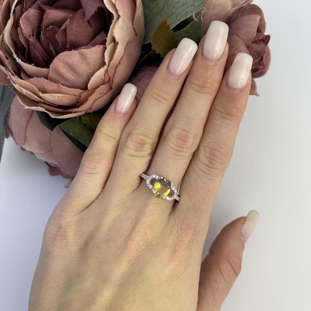 Silver Ring with Nano Ametrine 1.911ct, Cubic Zirkonia (2111061) 2.62 Gr. 925 Samples