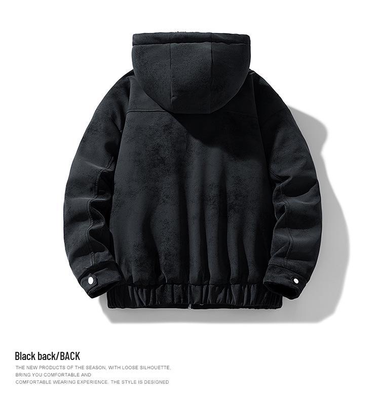 2025 Winter Men's Hooded Cotton Jacket with Faux Rabbit Fur: Thick, Warm, Double-Sided, and Loose-Fit