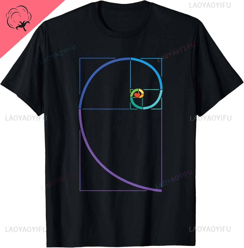 Fibonacci Golden Ratio T-Shirt Print Original Design Gifts T Shirts Cotton Streetwear Vintage T Shirt Camisas Streetwear