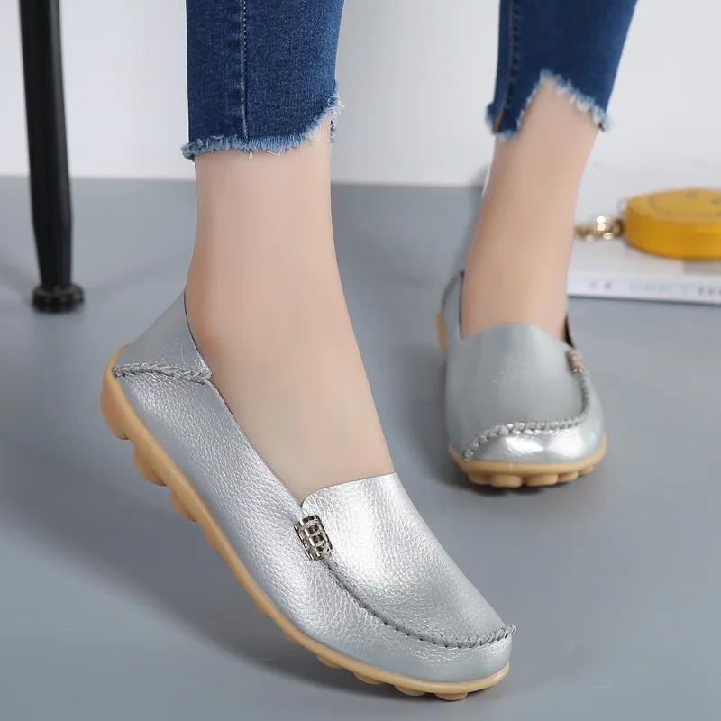 Flat Shoes Women Slip On Shoes for Women's Moccasins Genuine Leather Loafers Women Flats Ladies Shoes Plus Size Sapato Feminino