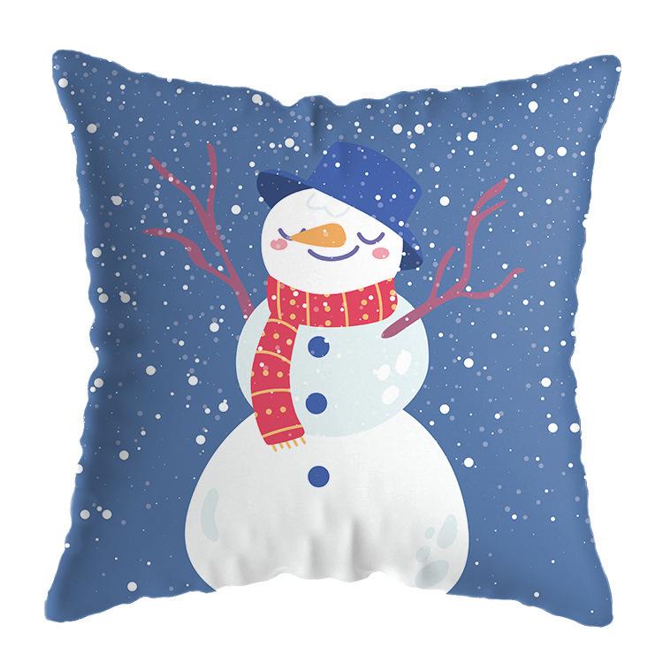 Cartoon Santa Claus Pattern Throw Pillow Cover With Short Plush Print Living Room Sofa Decoration Cushion Cover Pillow Covers