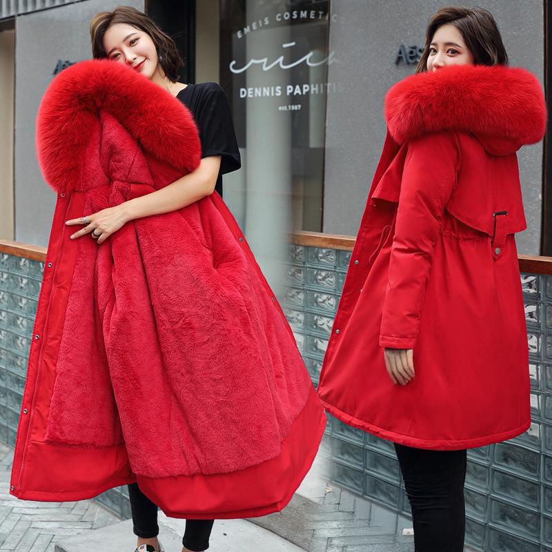Winter Jacket 2025 New Women Parka Clothes Long Coat Wool Liner Hooded Jacket Fur Collar Thick Warm Snow Wear Padded Parka 6XL