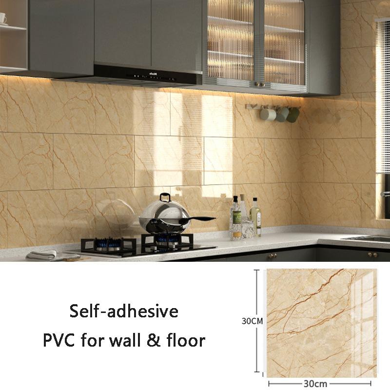 10pcs Wall Sticker PVC Imitation Ceramic Tile Wallpaper Waterproof Kitchen Bathroom Imitation Marble Renovation Background Decor