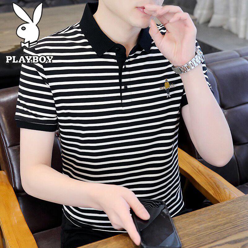 PLAYBOY Men s Striped Slim-Fit Polo Shirt XL