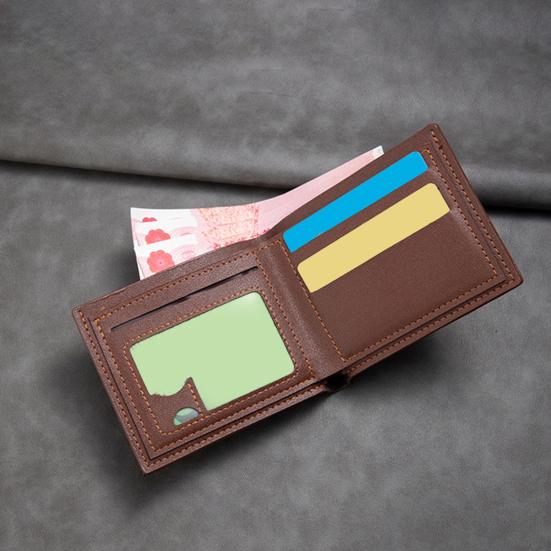 Men Bifold Wallet Slim Faux Leather Card Short Card Wallet Holder Pocket Wallet