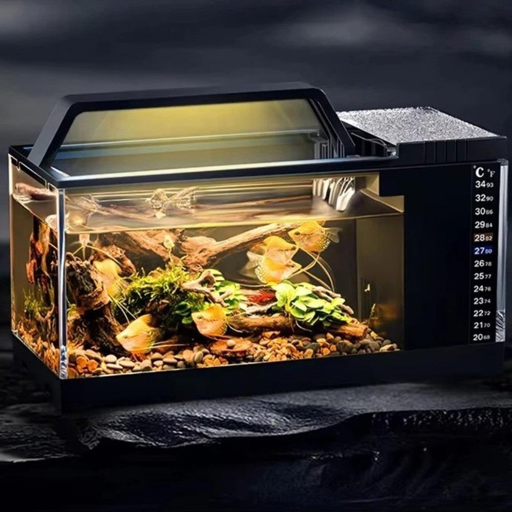 Heating Pad Integrated Fish Tank Built-In Light Desktop Fish Tank Office Decor