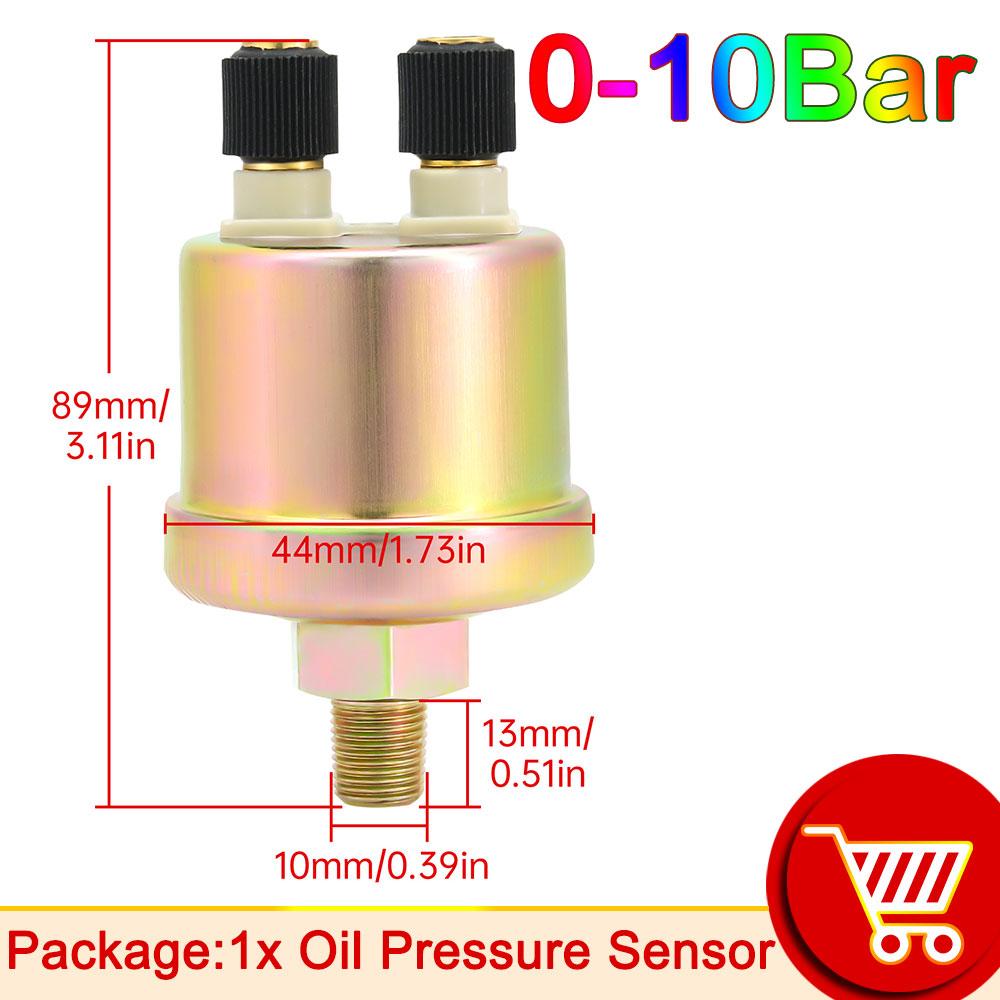 1/8 NPT Engine Oil Pressure Sensor Gauge 10mm 0-5BAR 0-10BAR Sender Switch Sending Unit Replacement Oil Pressure Gauge Sensors 0-10Bar