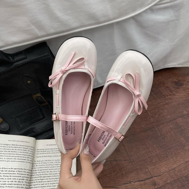 Fashion Cute Lolita Shoes Women Ballet Sneakers Round Toe Bowtie Mary Jane Shoes College Ladies High Heels Elegant Pumps Wedding Shoes