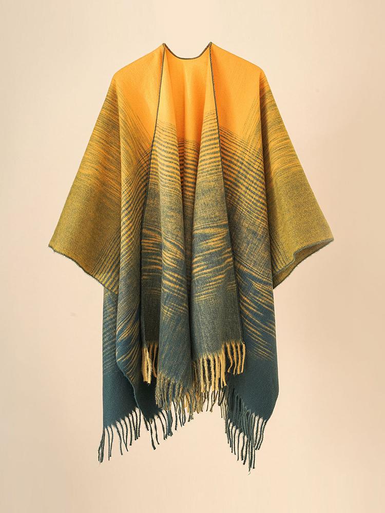 New Imitation Cashmere Women Scarf Autumn Winter Striped Tassel Poncho Wrap Blanket Capa Para Mujer Pashmina Shawl Echarpe Hiver