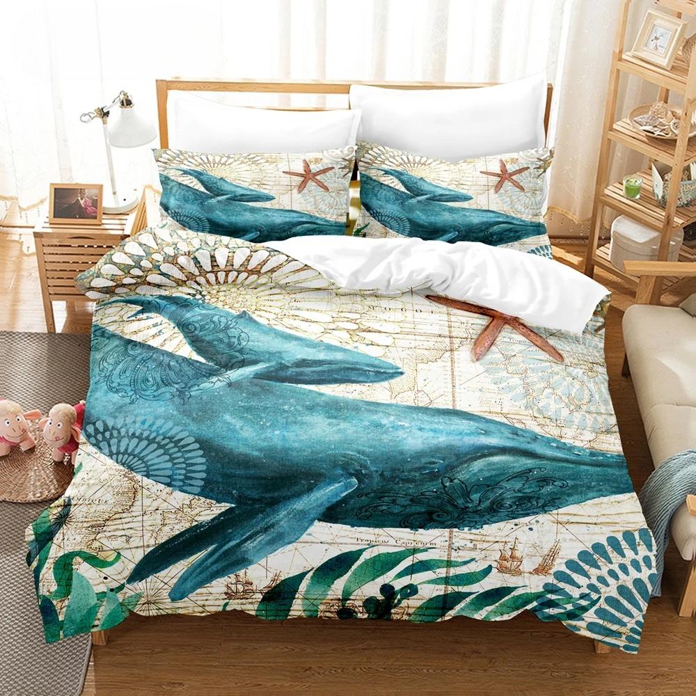 3D Print Undersea World Bed Linen Set, King Size Duvet Cover, Bedroom Bedding, Home Textile, Double Kid Quilt Cover, Dropship