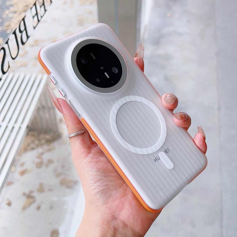 

Corrugated Matte Phone Case For Huawei Mate 80 Pro Max Mate 70 Air 60 Pura 80 Ultra 70 Pro Clear Magnetic For Magsafe Back Cover Huawei Mate 70 Pro+ помаранчевий