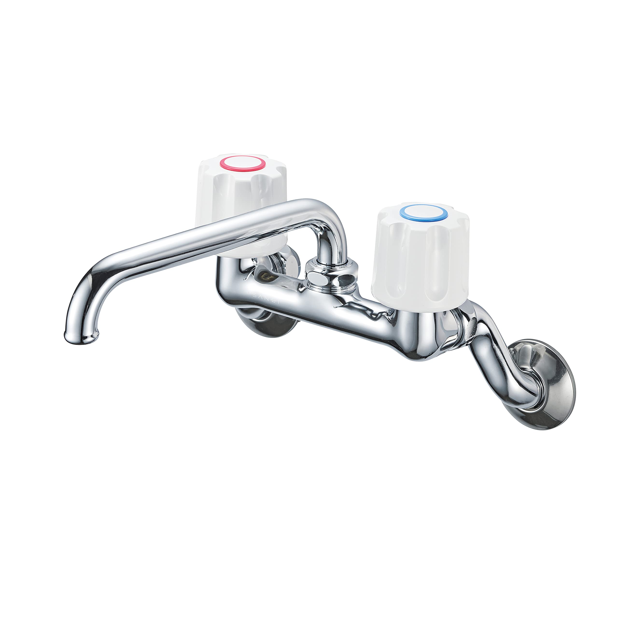 

SANEI Mixing Faucet for Suitable for Both General and Cold Silver Two-Valve Kitchen, Wall-Mounted, Upward-Facing Pipe, Climates, K21-W-13