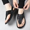 Foreign trade summer men's cowhide cool slippers 2025 new leather non-slip outdoor youth Korean version of flip-flops tide