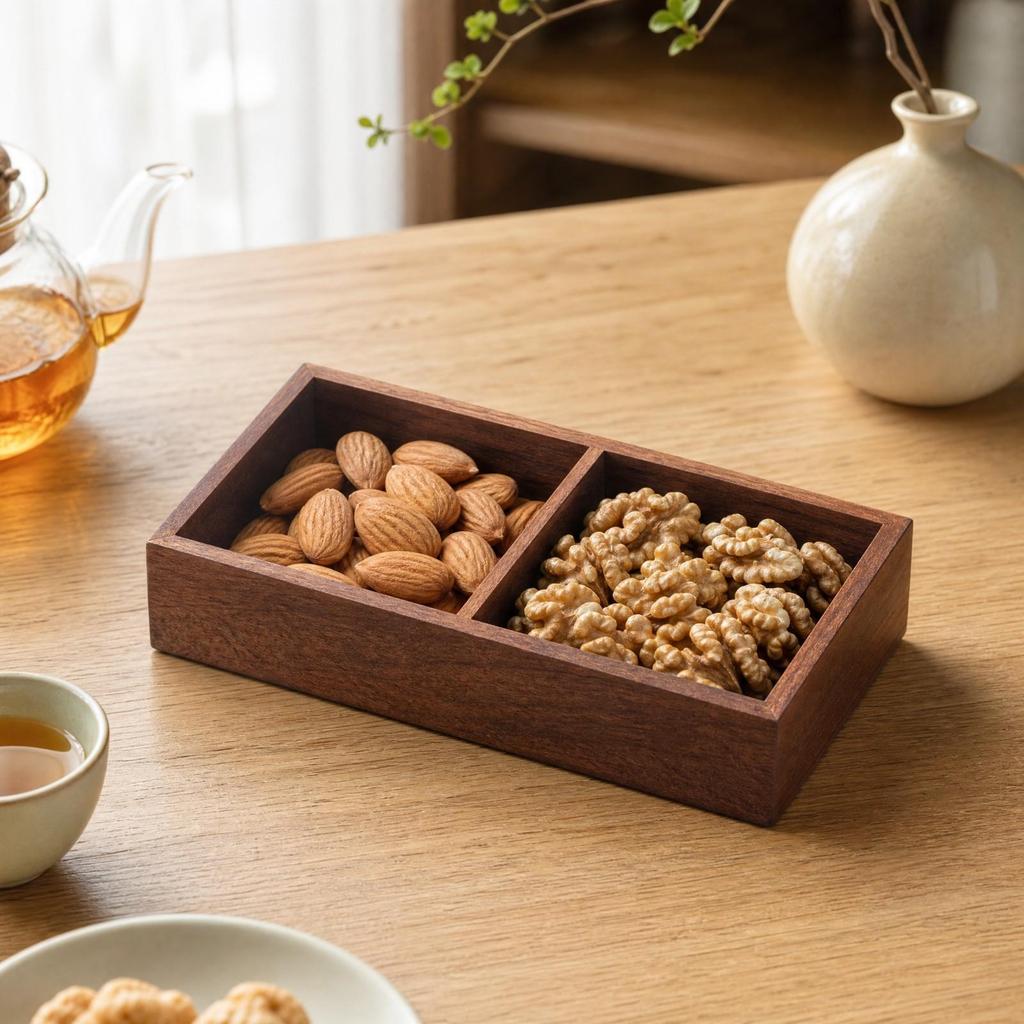 Wood-Grain Snack Tray with Raised Sides Long-Lasting for Shared Treats