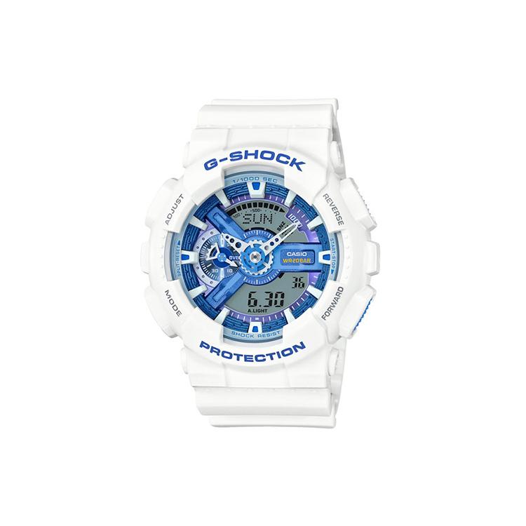 

CASIO Women s Liquid Crystal/Analog Dual Display Series Blue Watch GA-110WB-7A GA-110WB-7A White Strap