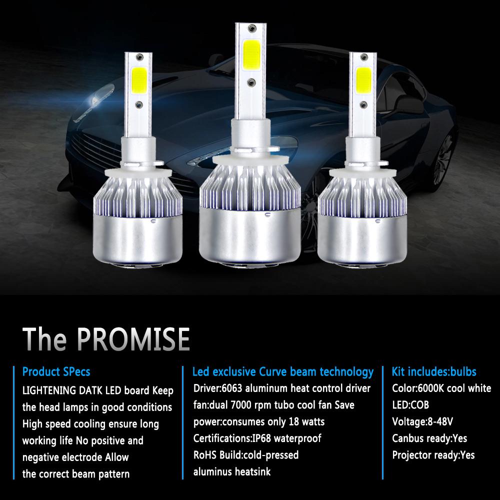 Led Car Headlight Kit Plug And Play Practical 225000lm 6000k Car Accessories Turbo Light Bulbs Durable Portable 1500w Led Light