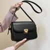 Solid Color Buckle Shoulder Bag Vintage Women's Armpit Bag Fashion Small Square Bag  Female