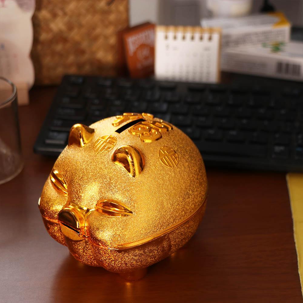 Gold Pig Pig Plastic Piggy Bank Plastic Coin Saving Box Practical Pig Money Jar Student Gift