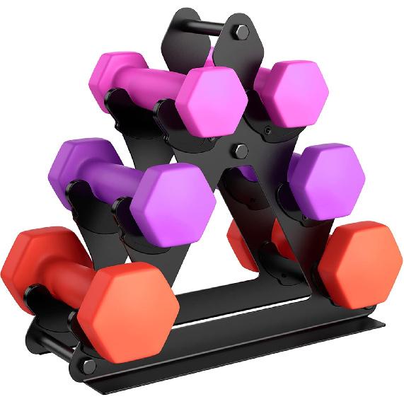 3 Tier Weight Rack for Dumbbells - Compact Weight Holder Small Dumbbell Rack Stand Only Works for Dumbbells 1-15 LBS, Metal Weights Organizer