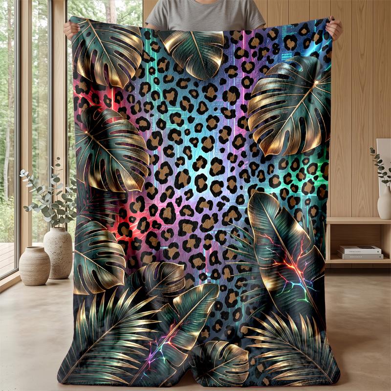 Jungle Leopard Elegance 1 Theme Blanket Lightweight Warm Flannel Blanket Decorative Throw Blanket for Home Decoration