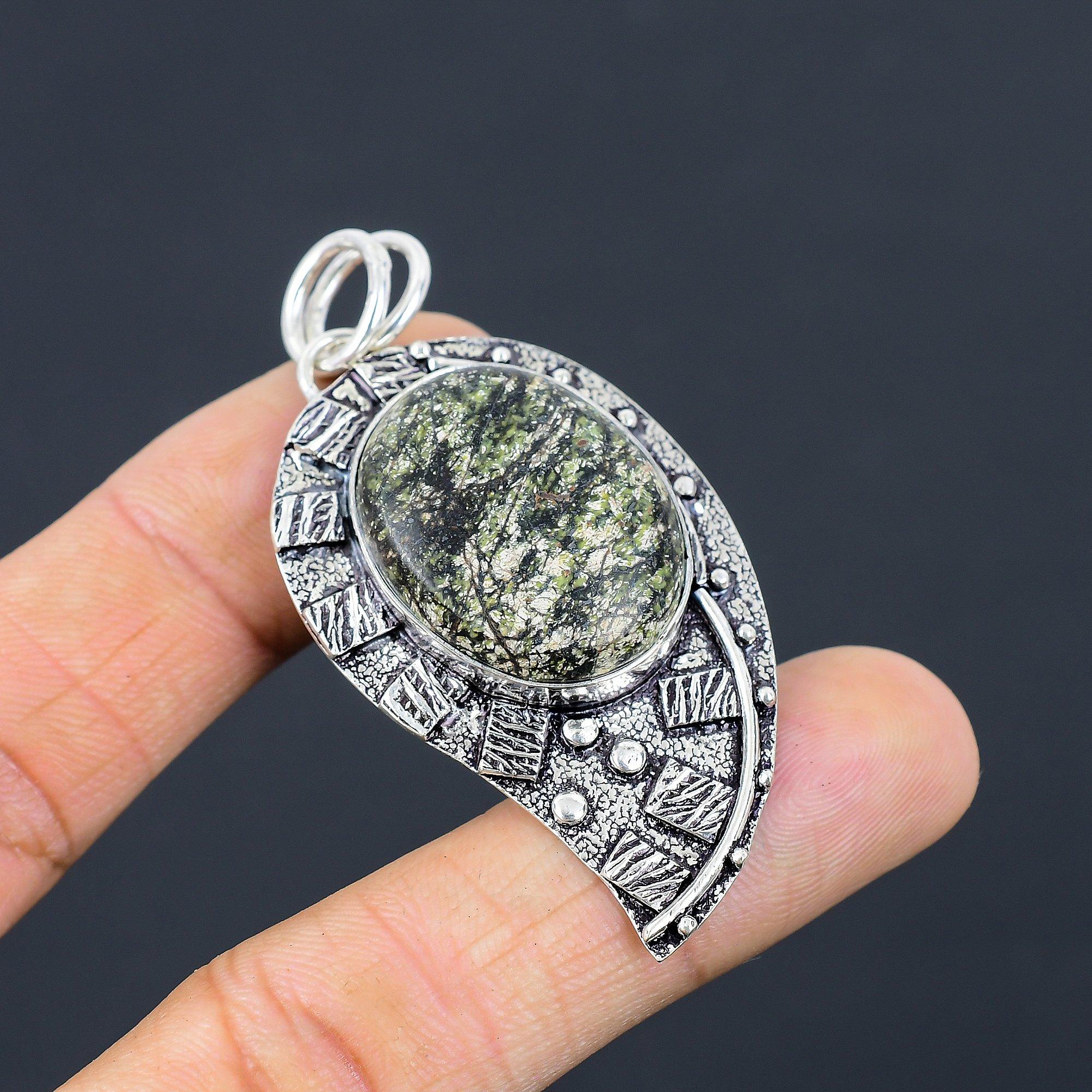 

Mothers day Sale Sterling Silver Natural Green Swiss Opal Wife Pendant Jewelry