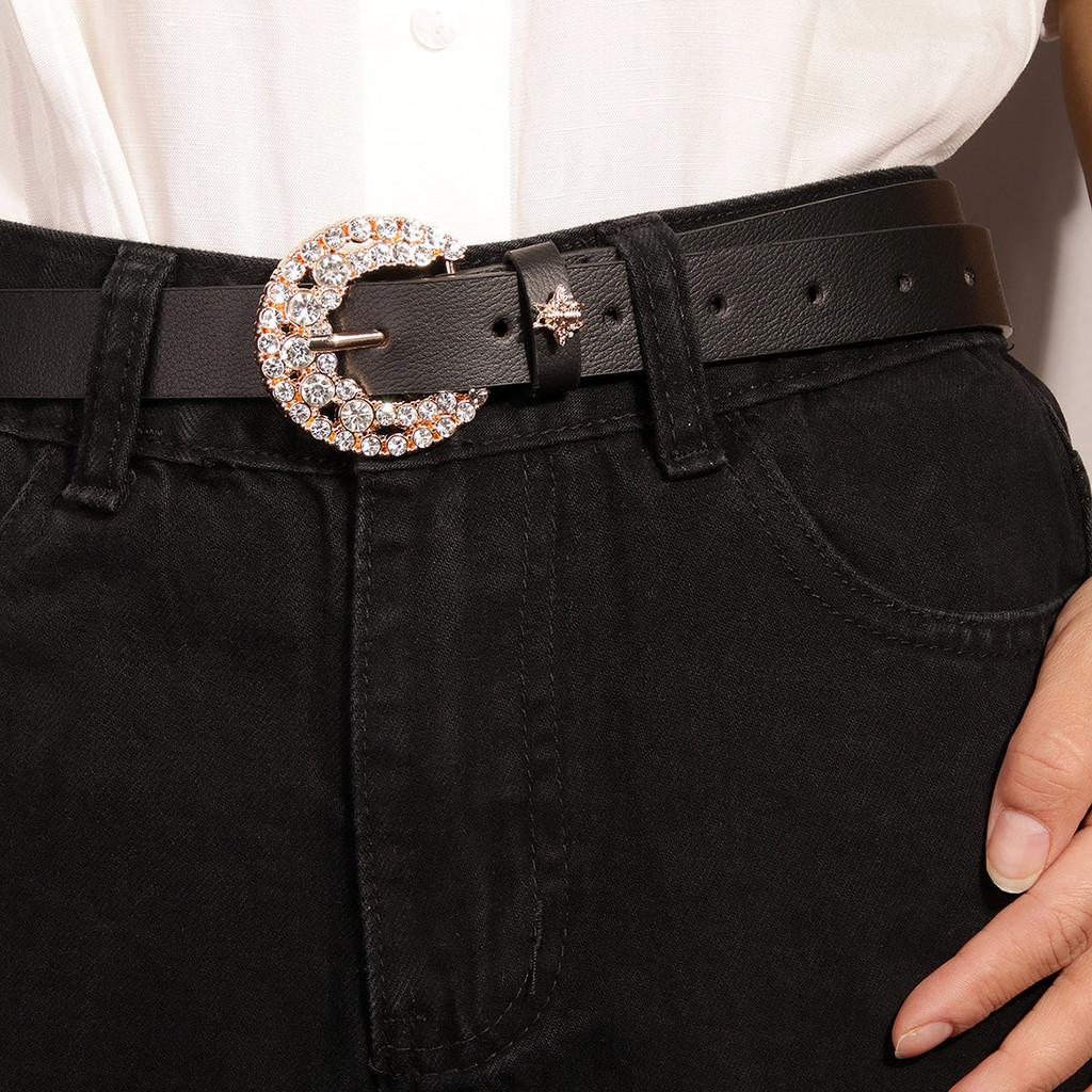 Honeybee Embellished Faux Leather Belt With Alloy Buckle For Womens Casual Wear