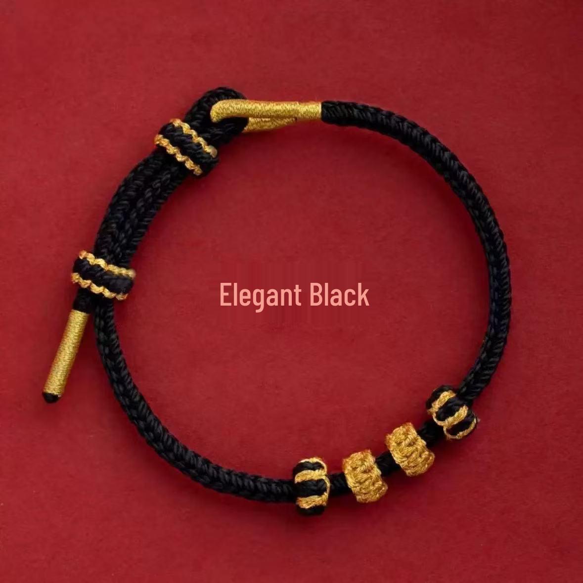 

Hand-Woven Zodiac Red Rope Bracelet with Beads and Lotus Knot for Men and Women чорний