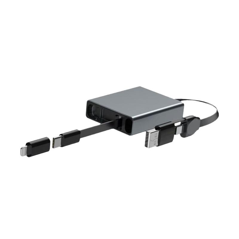 

60W Fast Charging Type C Cable, Aluminum Alloy Retractable Cord for Phone Laptop, USB C to C Portable Extendable Data Sync