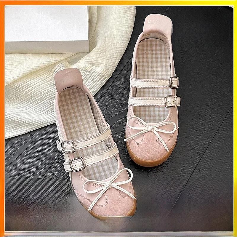 Fashion Sweet Casual Mary Jane Flat Shoes Women's Ballet Flats Soft Bottom Comfortable Spring Summer Retro Sle Fashionable Slip-On