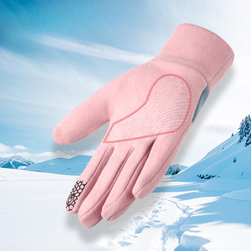 Velvet Gloves for Women In Autumn and Winter Warm and Non Slip Touch Screen Korean Version of Outdoor Cycling Gloves  Driving and Cycling Rider