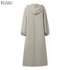 ZANZEA Women Autumn Casual Long Sleeve Loose Hoodies Long Dress