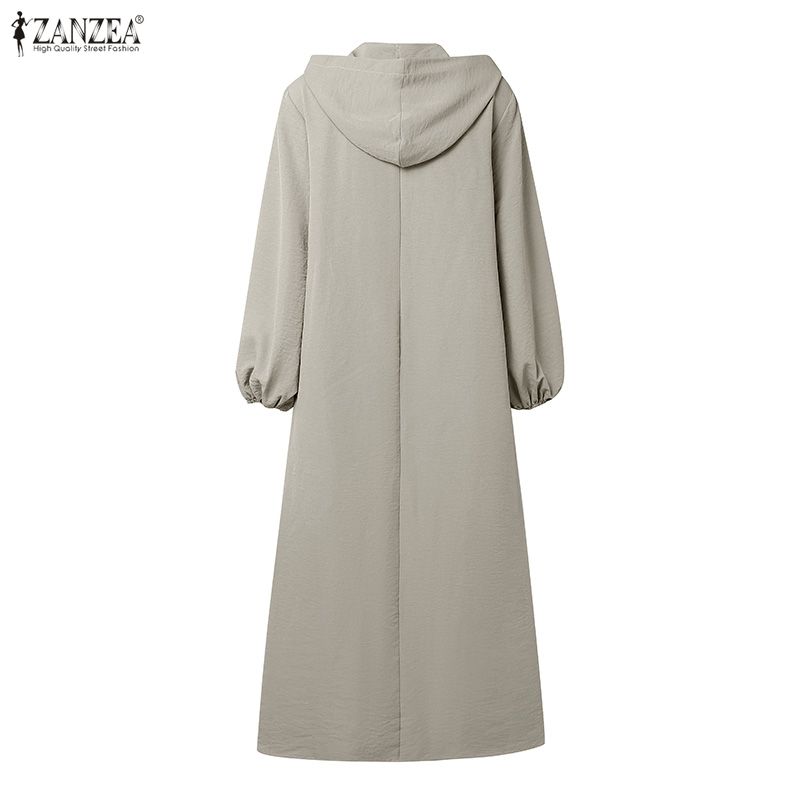 ZANZEA Women Autumn Casual Long Sleeve Loose Hoodies Long Dress