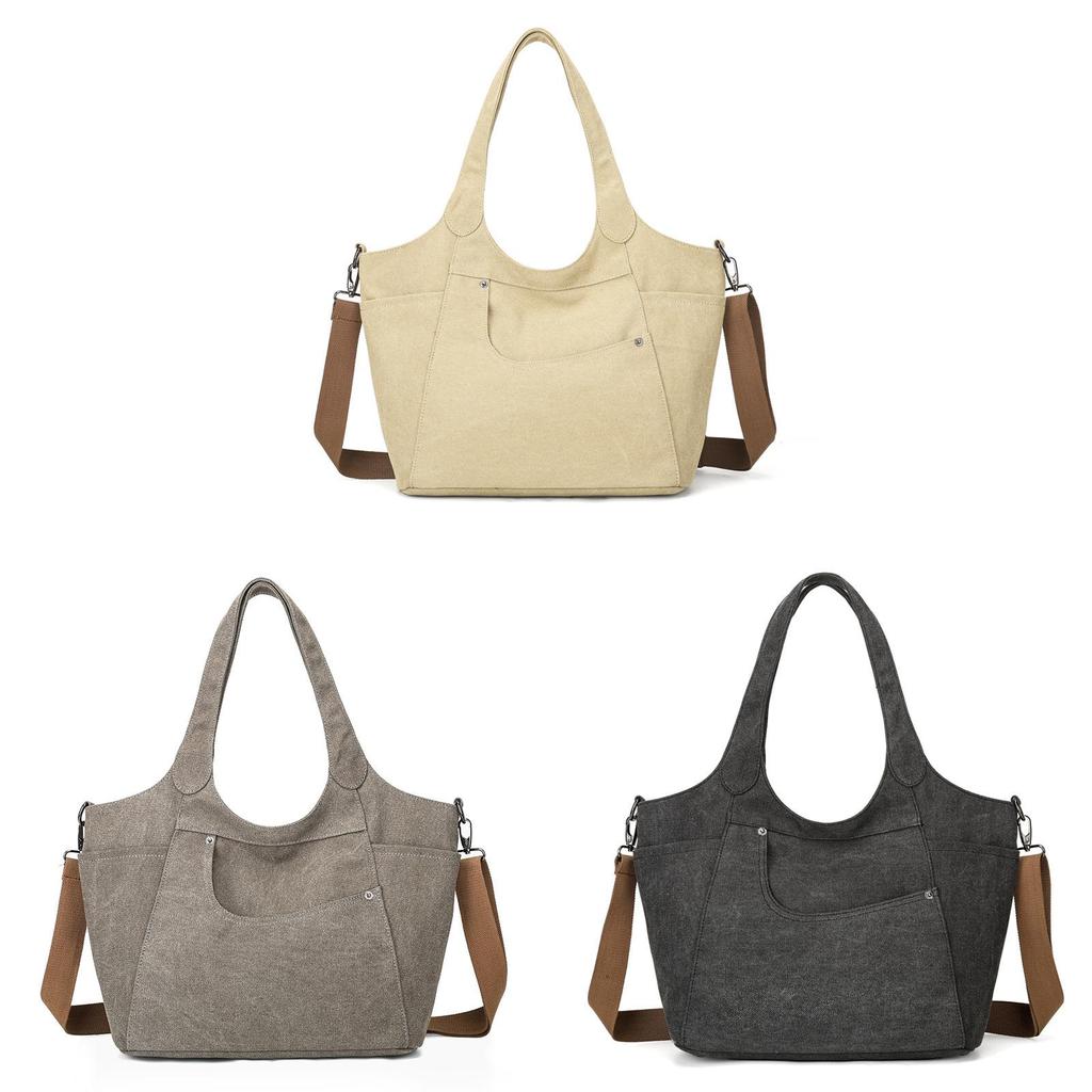Canvas Tote Bag With Car Stitching For Casual Daily Use