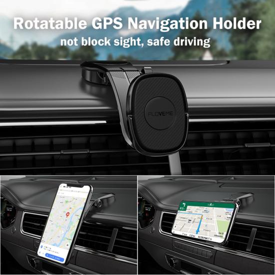 Magnetic Car Dashboard Rotating Phone GPS 360 Degree Holder Curved Arm Stand