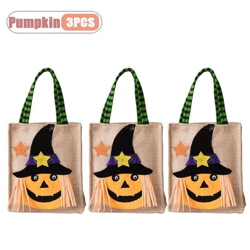 1-10PCS Halloween Treat Bags with Handles for Kids Candy Gift Supplies Party Favor Packaging Bag for Trick or Treat Decoration