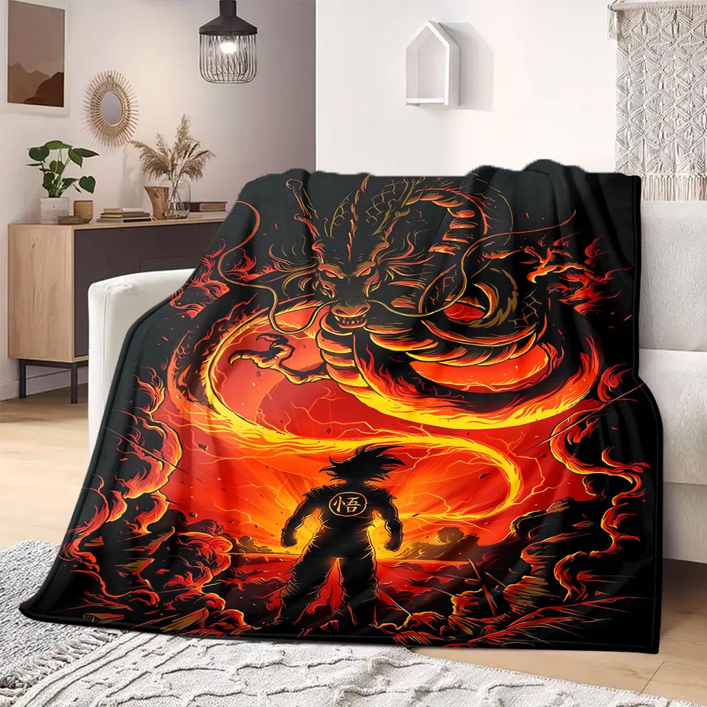 Dragon Ball Z Print Blanket Warm Comfortable Flannel Blanket Suitable for Bedrooms,Sofas, Beds,Chairs,Travel -QIAO26