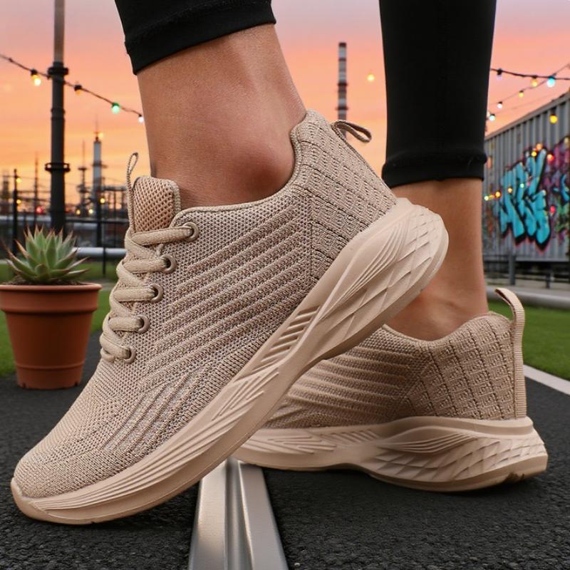Women'S Knitted Mesh Sneakersfashionable Lace Up Casual Single Shoes Trendy Comfortable Breathable Walking Shoes Daily Use