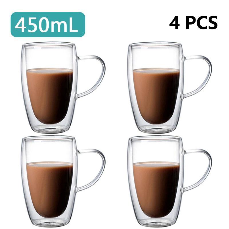 Transparent Glass Coffee Cup Milk Whiskey Tea Beer Double Creative Heat Resistant Cocktail Vodka Wine Mug Tumbler Drinkware Gift