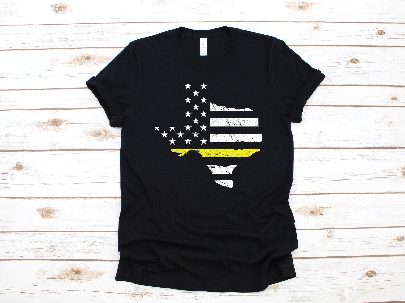 Texas 911 Dispatcher American Flag T-Shirt, USA Texan Emergency Operator Thin Gold Line Tank Top, T-shirt, T-shirt,T-shirt, T-shirt XL